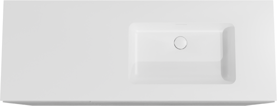 Storke Edge meuble salle de bains à poser 140 x 52 cm béton gris foncé avec Mata vasque asymétrique droite en solid surface blanc mat