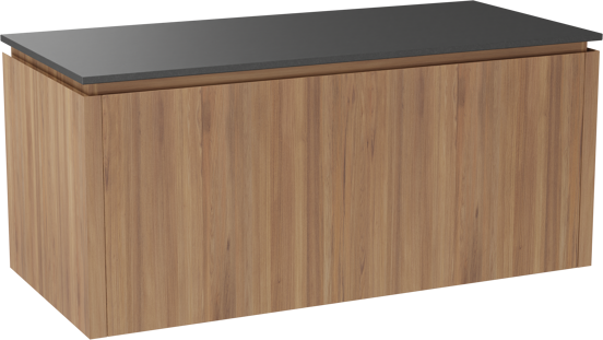 Balmani Eclips meuble salle de bains suspendu 120 x 55 cm Teck avec Stretto tablette simple en Granit noir