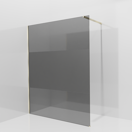 Balmani Modular douche à l'italienne: 160 x 200 cm, Verre fumé avec bande matte, avec coating, Profil Brushed Champagne Gold