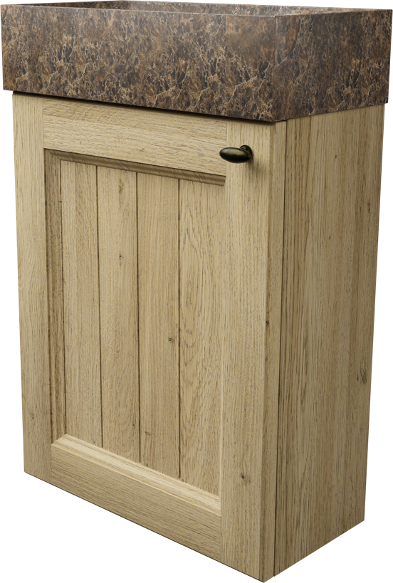 Balmani Lemon zwevend toiletmeubel 42 x 21 cm verweerd eiken met Dama wastafel in Dark Emperador marmer