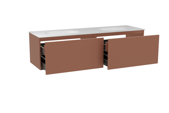 Balmani Sfera hängendes Möbelstück Set: 180 x 55 cm, Cotto, mit Tablo Oval Doppelwaschtisch, Solid Surface Weiß matt
