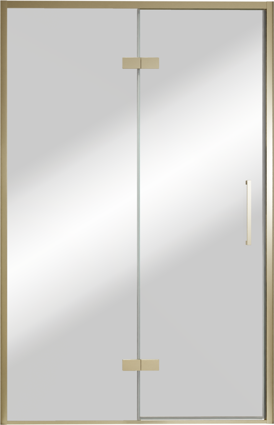 Balmani Senses Design douche draaideur links 140 cm x 210 cm Reflex spiegelglas, Brushed Champagne Gold profielen, met coating