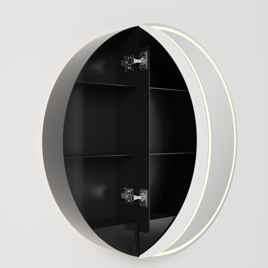 Balmani Mara spiegelkast Rond Ø 80 mat zwart met spiegelverlichting en anti-damp