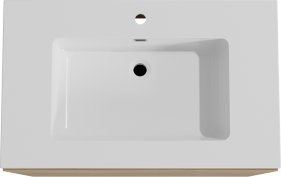 Storke Edge staand badmeubel 85 x 52 cm ruw eiken met Diva enkele wastafel in composietmarmer hoogglans wit