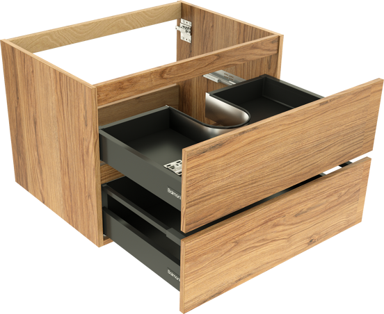 Balmani Lucida meuble sous-lavabo suspendu 75 x 55 cm teck 2 tiroirs