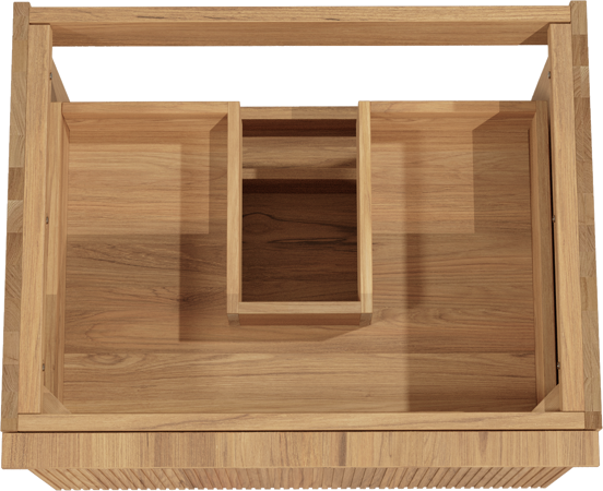 Balmani Forma hängender Waschbeckenunterschrank: 67,5 x 55 cm, Teak, 2 Schubladen