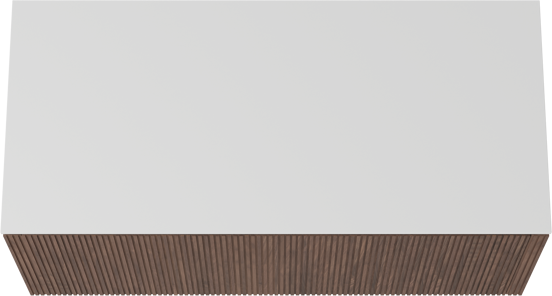 Balmani Eclips meuble salle de bains suspendu 120 x 55 cm Noyer américain avec Stretto tablette simple ou double en Solid Surface blanc mat, Nervure droite symétrique verticale