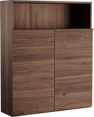 Balmani Forma zwevende badkamerkast Amerikaanse notelaar 100 x 30 x 120 cm horiz. sym. groef