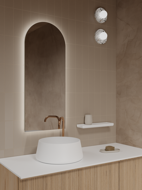 Balmani Bag vasque à poser Solid Surface blanc mat rond 40 x 40 cm