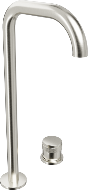 Blaufoss Pavilion Flat verhoogde wastafelkraan Brushed CoolMetal