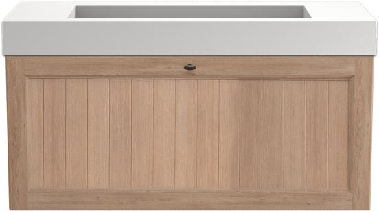 Balmani Lemon zwevend badkamermeubel 120 x 55 cm verweerde eik met Modus enkele wastafel voor 2 kraangaten in solid surface mat wit