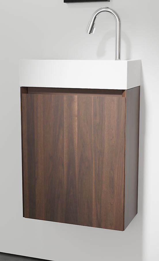 Balmani Mitra meuble wc suspendu 42 x 21 cm noyer américain avec Dama lavabo en Solid Surface mat