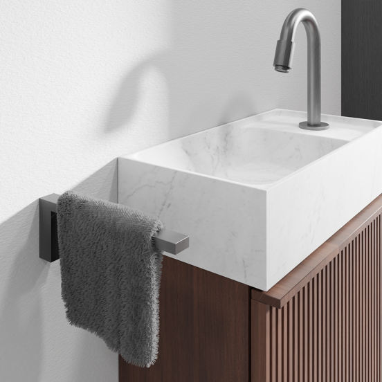 Blaufoss Noma Small handdoekhouder Brushed CoolMetal 19cm