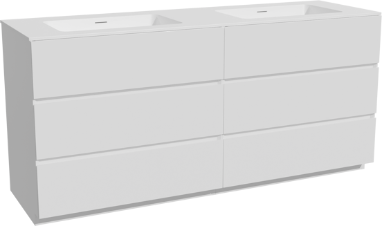 Storke Edge meuble salle de bains à poser 170 x 52 cm blanc mat avec Mata double vasque en solid surface blanc mat