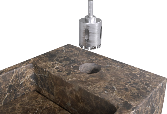 Balmani Mood Handwaschbecken: Dark Emperador Marmor, 55 x 20 cm