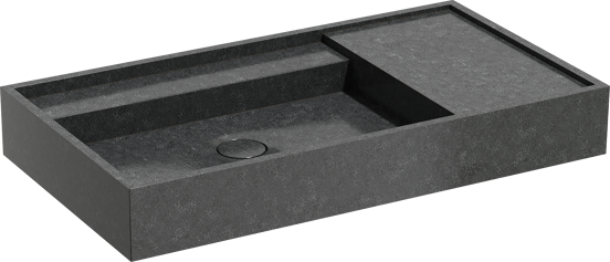 Balmani Cubo vasque asymétrique gauche granite aiguisé 90 x 49 cm
