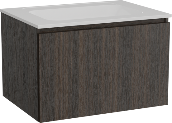 Balmani Sfera meuble salle de bains suspendu 75 x 55 cm eucalyptus avec Tablo Strada plan simple en marbre composite blanc brillant