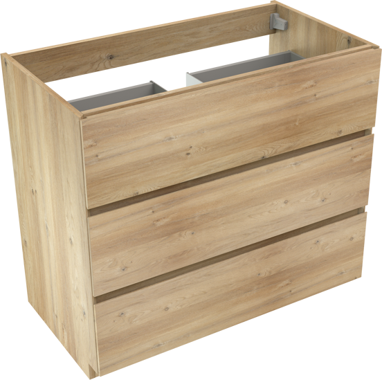 Storke Edge staande wastafelonderkast 95 x 52 cm ruw eiken 3 lades