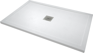 Linie Lido douchebak 120 x 80 cm composietmarmer mat wit leisteenstructuur