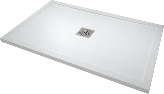 Linie Lido douchebak 120 x 80 cm composietmarmer mat wit leisteenstructuur