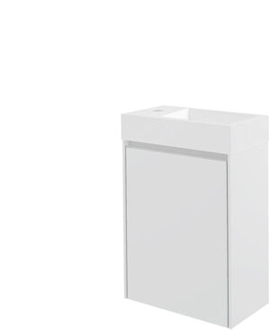 Storke Edge zwevend toiletmeubel 40 x 22 cm mat wit met Vida wastafel in glanzend composiet marmer
