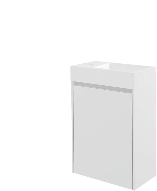 Storke Edge meuble wc suspendu 40 x 22 cm blanc mat avec Vida lavabo en marbre composite brillant