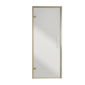 Balmani Senses Design Dusche Drehtür, Links, 90 cm x 210 cm, Reflex-Spiegelglas, Profil Brushed Champagner Gold