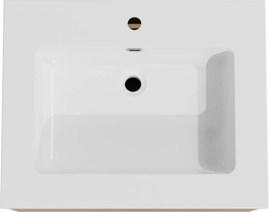 Storke Edge meuble salle de bains suspendu 65 x 52 cm chêne brut avec Diva plan simple en marbre composite blanc brillant