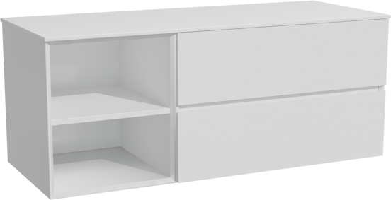 Storke Edge zwevend badmeubel 130 x 52 cm hoogglans wit met Tavola enkel of dubbel wastafelblad in solid surface mat wit