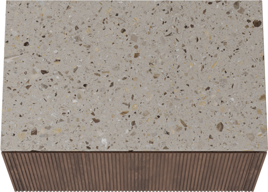 Balmani Eclips meuble salle de bains suspendu 90 x 55 cm Noyer américain avec Stretto tablette simple en Terrazzo greige, Nervure droite symétrique verticale