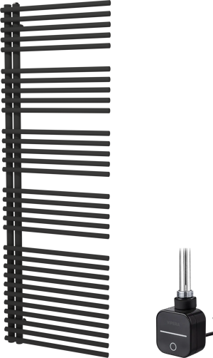 Vipera Nevada enkele handdoekradiator 60 x 180 cm elektrische verwarming mat zwart middenaansluiting 800W, weerstand inbegrepen