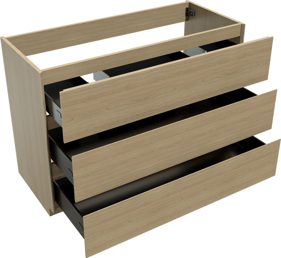 Storke Edge staande wastafelonderkast 120 x 52 cm natuur eik 3 lades 2 sifonuitsparingen