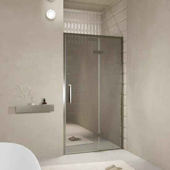 Balmani Senses Design porte pivotante à droite 120 cm x 210 cm verre Miroir Reflex, Profil Brushed GunMetal