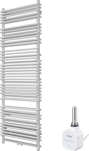 Vipera Alegria dubbele handdoekradiator 60 x 180 cm elektrische verwarming mat wit zij- en middenaansluiting 1500W, weerstand inbegrepen