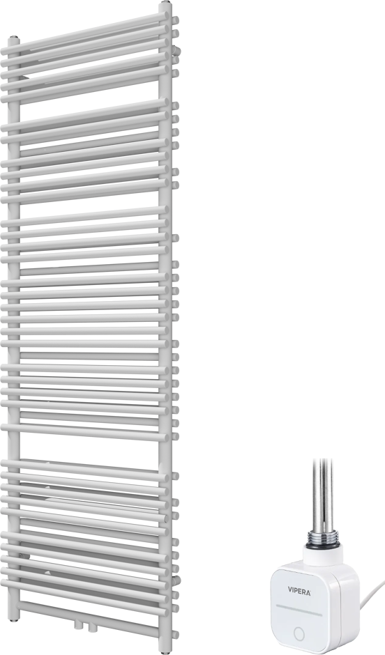 Vipera Alegria dubbele handdoekradiator 60 x 180 cm elektrische verwarming mat wit zij- en middenaansluiting 1500W, weerstand inbegrepen