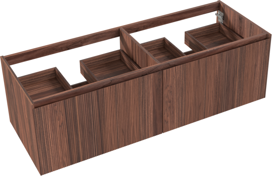Balmani Fila hängender Waschbeckenunterschrank: 150 x 55 cm, Nussbaum, Furnierholz, 4 Schubladen