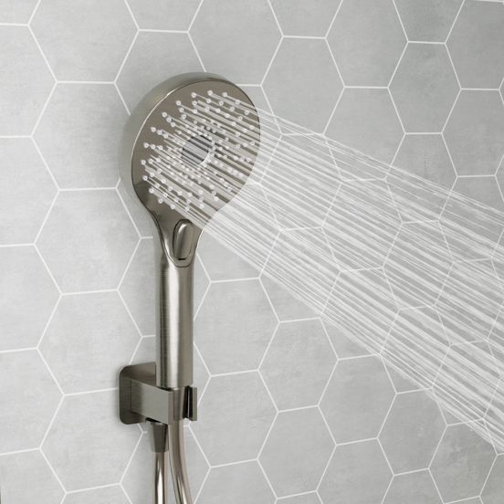 Blaufoss Onos set douchette avec coude de raccordement 3 fonctions de jet Brushed GunMetal