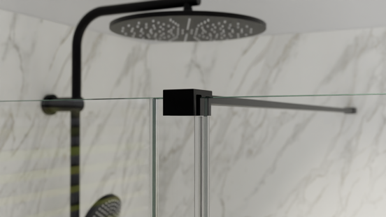Balmani Move Slide inloopdouche met uitschuifbare wand 100 x 200 cm rechts band glas mat zwart profiel