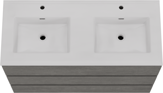 Storke Edge freistehendes Möbelstück Set: 120 x 52 cm, Beton dunkelgrau, mit Kera Doppelwaschtisch, Keramik Weiß matt