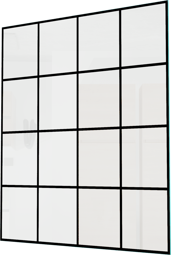 Balmani Modular inloopdouche 180 x 200 cm grid glas mat zwart profiel