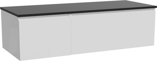 Storke Edge hängendes Möbelstück Set: 130 x 52 cm, Weiß glänzend, mit Panton Einzel- oder Doppel Waschtischplatte, Pulverbeschichtetes MDF Schwarz matt