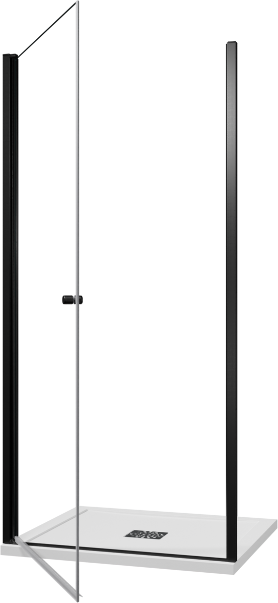 Luca Varess Kuresa porte pivotante 100 x 200 cm verre transparent profil noir mat
