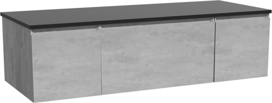 Storke Edge meuble salle de bains suspendu 135 x 52 cm béton gris foncé avec Panton tablette simple ou double en mdf enduit de poudre noir mat