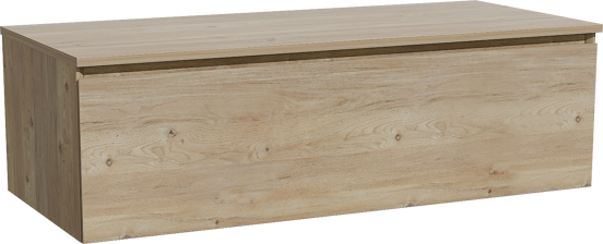 Storke Edge zwevend badkamermeubel 120 x 52 cm ruwe eik met Panton enkel of dubbel tablet in melamine ruwe eik