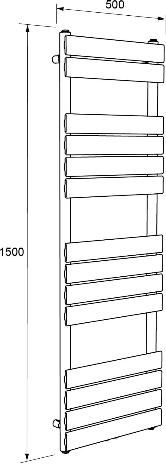 Vipera Vulcan sèche-serviettes simple 50 x 150 cm chauffage électrique blanc brillant raccordements latéral et central possibles 740W, résistance incluse