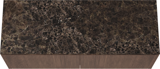 Balmani Eclips hängendes Möbelstück Set: 150 x 55 cm, Amerikanischer Nussbaum, mit Stretto Einzel- oder Doppel Waschtischplatte Marmor Dark Emperador, Vertikale symmetrische gerade Rippe