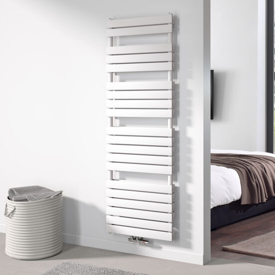 Vipera Vulcan dubbele handdoekradiator 60 x 183,5 cm centrale verwarming mat wit zij- en middenaansluiting 1.975W