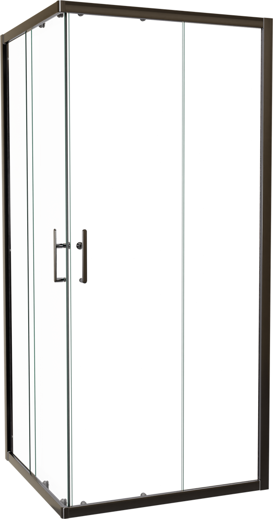 Linie Cadiz douchecabine met hoekinstap en dubbel schuifdeur 90 x 90 cm helder glas geborsteld chroom profiel