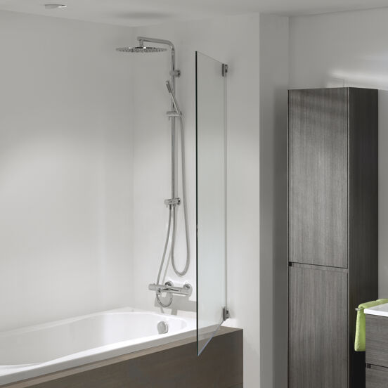 Luca Varess Pure enkele badwand 90 cm helder glas glanzend chroom profiel