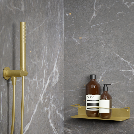Blaufoss Tika enkele shampoohouder met wandbevestiging Brushed Gold